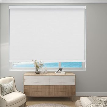 Custom Roller Shades for Indoor Windows, Corded Blackout Roller Blinds with Thermal Insulated, Room Darkening Blinds, Custom Blackout Blinds for Bedroom,Bathroom,Bedroom,Office,White