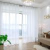 Window Sheer Curtains 84 Inches Long 2 Panels White Sheer Curtain Clear Transparent Basic Rod Pocket Panel 15 Colors 10 Size for Bedroom Living Room Yard Kitchen