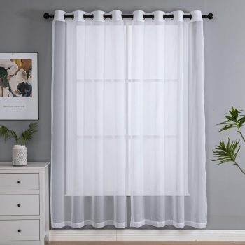 Sheer White Curtains 84 Inch Length, Solid Voile with Grommet Top for Living Room/Bedroom (W52 X L84 Inch, 2 Panels)…