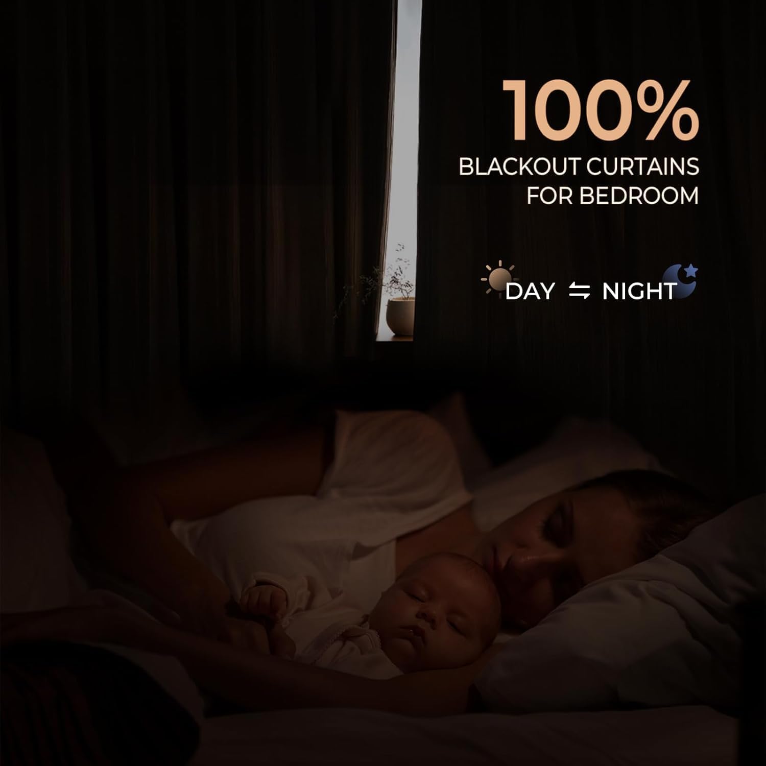 100% Blackout Curtains for Bedroom, Thermal Black Out Curtains 84 Inch Long, Back Tab/Rod Pocket Linen Blackout Drapes, Room Darkening Drapes for Living Room, 52''W x 84''L, Cream