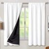 Thermal Insulated 100% Blackout Curtains for Bedroom with Black Liner, Double Layer Full Room Darkening Noise Reducing Rod Pocket Curtain (52 x 63 Inch, Pure White, 2 Panels)