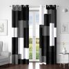 Black Grey 100% Blackout Curtains for Bedroom 84 inch Length 2 Panels Set White Gray Modern Abstract Geometric Black Out Curtains Insulated Room Darkening Window Drapes for Living Room, 52Wx84L