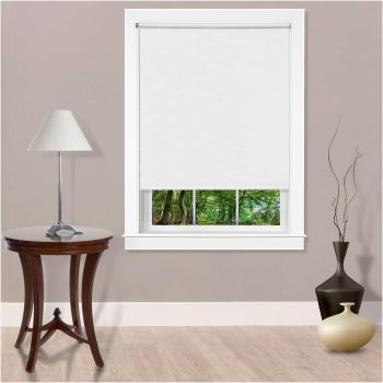 Vinyl Roller Shades, Room Darkening 8-Gauge Thick, Cordless Privacy Window Roller Solid Shades, 37" Wide by 72" Long, White
