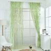 2 eces Willow Window Curtain Voile Tulle Room Salix Leaf Sheer Gauze Panel Drapes Green Color for Living Room, Bedroom, Balcony
