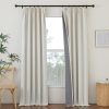 100% Blackout Cream Luxury Curtains for Living Room 96 inch, Pinch Pleated Linen Blend Thermal Insulated Privacy Window Treatments Sound Reducing Drapes for Bedroom/Living Room, W34 x L96