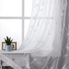White Sheer Voile Curtains, Decorative White Embroidery Faux Linen Rod Pocket Window Drapes for Home Kitchen, Living Room and Bedroom 54 x 84 Inch, Set of 2 Curtain Panels