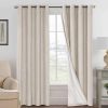 Linen 100% Blackout Curtains for Bedroom Full Light Blocking Curtains, Textured Window Curtain for Living Room 84 inch Grommet, Energy Efficient Curtains White Liner(2 Panels, Natural)