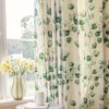 Green Leaves Chenille Curtains for Bedroom 96 inches Long 2 Panels Grommet Top Patterned Boho Light Filtering Window Drapes Set for Dining Living Room