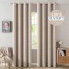 90 Inches Linen Textured Curtains for Bedroom 100% Blackout Thermal Insulated Natural Beige Grommet Room Darkening Curtains & Drapes Luxury Decor for Living Room Nursery 52 x 90 Inch (2 Panels)
