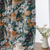 Orange Floral Blackout Curtains for Bedroom 84 inches Long 2 Panels Printed Vintage Dark Green Wildflower Room Darkening Window Drapes for Living Room