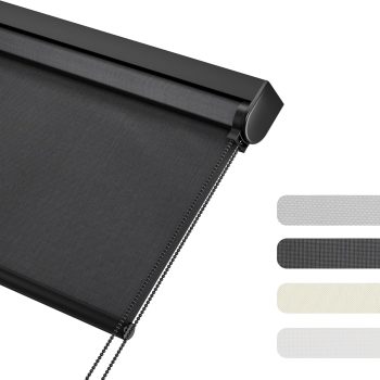 Light Filtering Roller Shades for Windows, Color-Matched Roller Blinds, UV Protection, Thermal Insulation Fabric Room Darkening Shades for Home, Office, Black, Custom Size