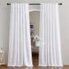 White Linen Sheer Curtains and Drapes 84 inches Long, Rod Pocket & Back Tab semitransparent with Light Through Vertical Window Treatments for Sliding Glass Door & Living Room, 52"W, Set of 2