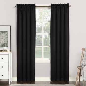 Energy Saving Blackout Rod Pocket Curtain Panel, 40" x 84", Black