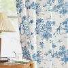 Linen Toile Curtains 84 Inches Long for Living Room Toile de Jouy Printed Farmhouse French Country Curtains Grommet Top Light Filtering Window Drapes for Bedroom 2 Panels Blue on Beige