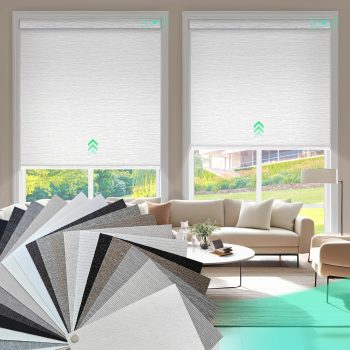 Motorized Blinds with Remote, 100% Blackout Smart Blinds, Motorized Shades, Automatic Blinds for Windows, Electric Blinds (Blackout Roller Shades Fabric Samples)
