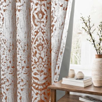 Boho Curtains 2 Panels for Bedroom,Farmhouse Vintage Bohemian Western Blackout Room Darkening Moroccan Ethnic Mandala Floral Pattern Printed Terracotta Curtains for Living Room 84 Inches Long,Rust Red