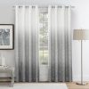 Ombre Full Blackout Curtain Panels 84 Inch Long Noise Reducing Energy Efficient Window Treatment Drapes for Bedroom Linen Texture with Grommets Top Gradient Print Cream White to Gray, 50"x84"x2